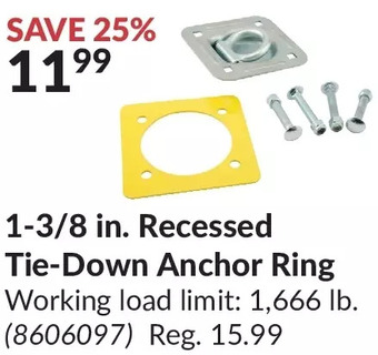 Princess Auto 1-3/8 in. recessed tie-down anchor ring offer