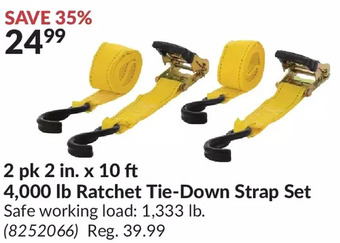 Princess Auto 2 pk 2 in. x 10 ft 4,000 lb ratchet tie-down strap set offer