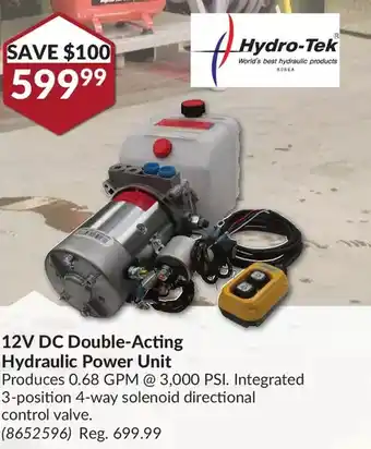 Princess Auto Hydro-tek 12v dc double-acting hydraulic power unit offer