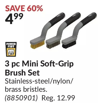 Princess Auto 3 pc mini soft-grip brush set offer