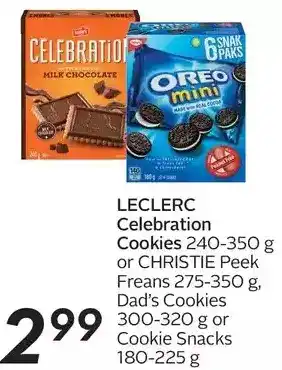 Sobeys Leclerc celebration cookies or christies peek freans, dad's cookies or cookie snacks offer