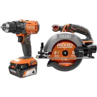 Home Depot 2-piece ridgid 18v hammer drill & circular saw combo kit offer