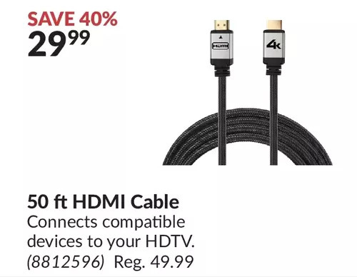 Princess Auto 50 ft hdmi cable offer