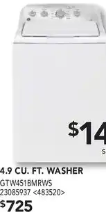 Lowe's 4.9 cu. ft. washer offer