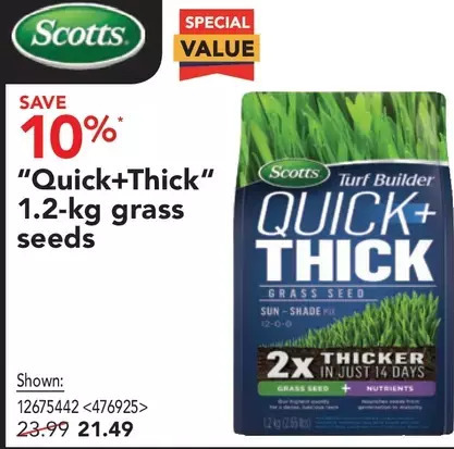Lowe's Quick+thick grass seeds offer