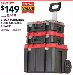 Lowe's Craftsman 3-box portable tool storage tower offer