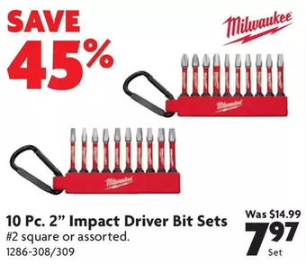 Home Hardware 10 pc. 2 impact driver bit sets offer