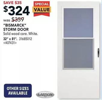 Lowe's Larson bismarck storm door offer