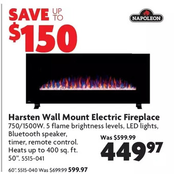 Home Hardware Harsten wall mount electric fireplace 50 | 60 offer