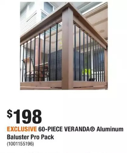 Home Depot 60-piece veranda aluminum baluster pro pack offer