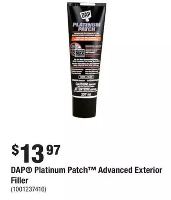 Home Depot Dap platinum patch advanced exterior filler offer