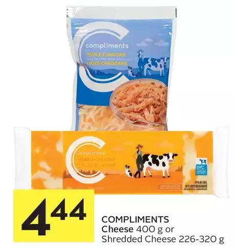 Foodland Compliments cheese or shredded cheese offer