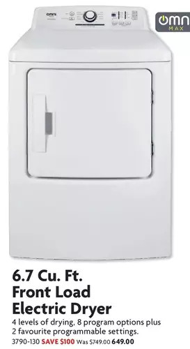 Home Hardware 6.7 cu. ft. front load electric dryer offer