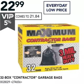 Lowe's 32-box contractor garbage bags offer