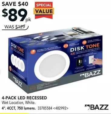 Lowe's Bazz 4-pack led recessed offer