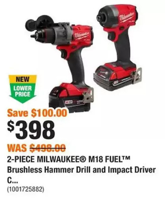 Home Depot Milwaukee m18 fuel brushless hammer drill and impact driver offer