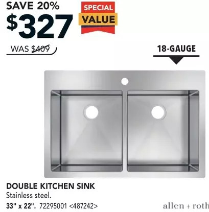 RONA Allen + roth double kitchen sink offer