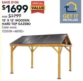 RONA 10' x 12' wooden hard top gazebo offer