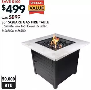 RONA 30 square gas fire table offer