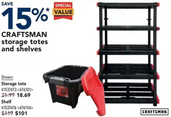 RONA Craftsman storage totes and shelves offer