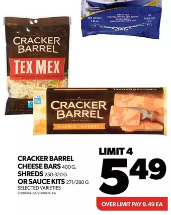 Real Canadian Superstore Cracker barrel cheese bars, shreds or sauce kits offer