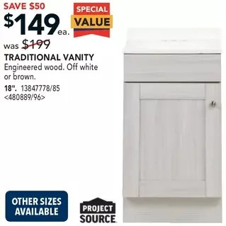 RONA Project source traditional vanity. 18 offer