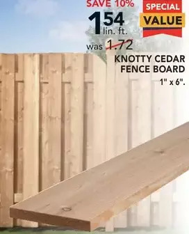 RONA Knotty cedar fence board offer