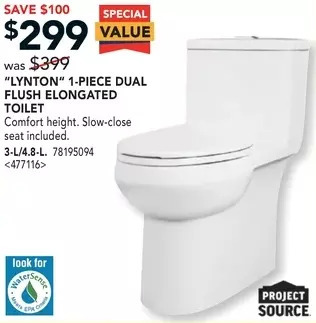 RONA Project source lynton 1-piece dual flush elongated toilet offer