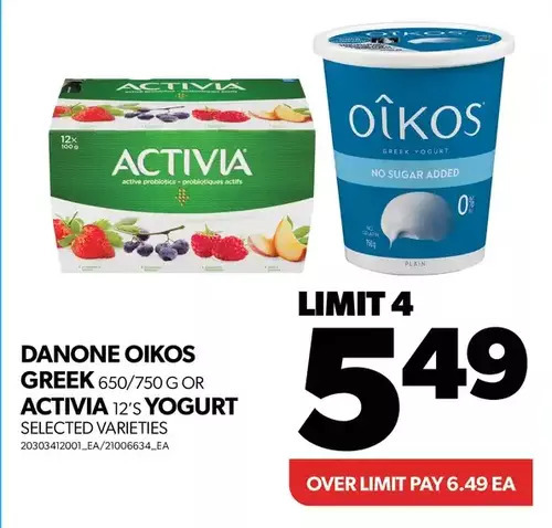 Real Canadian Superstore Danone oikos greek or activia yogurt offer