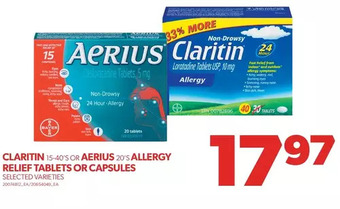 Real Canadian Superstore Claritin or aerius allergy relief tablets or capsules offer