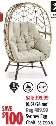 Canadian Tire Sydney egg chair offer