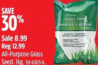 Canadian Tire All-purpose grass seed. 1kg offer