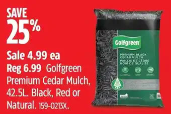 Canadian Tire Golfgreen premium cedar mulch, 42.5l. black, red or natural offer