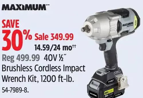 Canadian Tire Maximum 40v 1/2 brushless cordless impact wrench kit offer