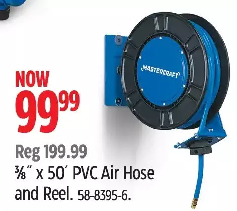 Canadian Tire Mastercraft 3/8 x 50' pvc air hose and reel offer
