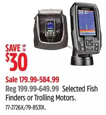 Canadian Tire Garmin fish finders or trolling motors offer