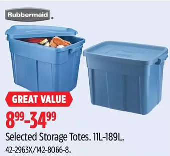 Canadian Tire Rubbermaid storage totes offer