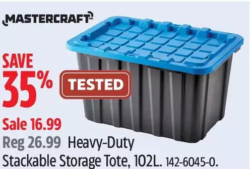 Canadian Tire Mastercraft heavy-duty stackable storage tote offer