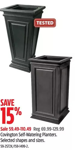 Canadian Tire Covington self-watering planters offer