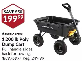 Princess Auto Gorilla carts 1,200 lb poly dump cart offer
