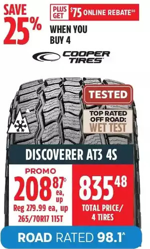 Canadian Tire Cooper tires discoverer at3 4s tires offer