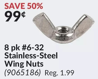 Princess Auto 8 pk #6-32 stainless-steel wing nuts offer