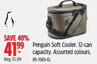 Canadian Tire Penguin soft cooler. 12-can capacity offer