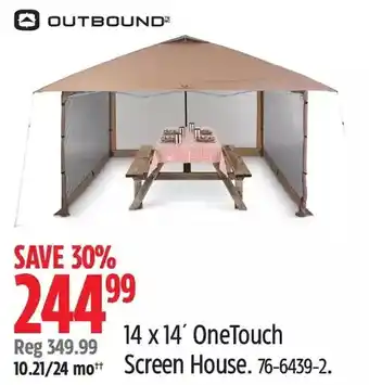 Canadian Tire Outbound 14x14' onetouch screen house offer