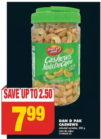 No Frills Dan d pak cashews offer