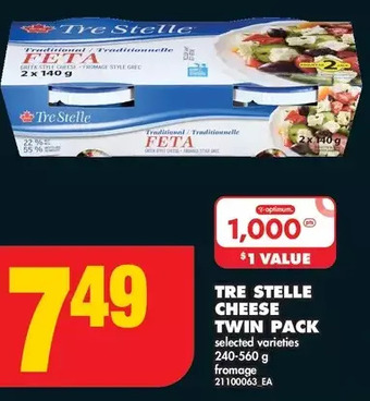 No Frills Tre stelle cheese twin pack offer