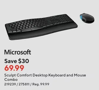 Staples Microsoft sculpt comfort desktop keyboard and mouse combo offer