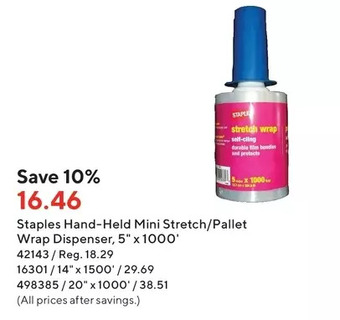 Staples Staples hand-held mini stretch/pallet wrap dispenser offer