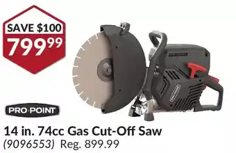 Princess Auto Pro point 14 in. 74cc gas cut-off saw offer