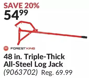 Princess Auto Forest king 48 in. triple-thick all-steel log jack offer